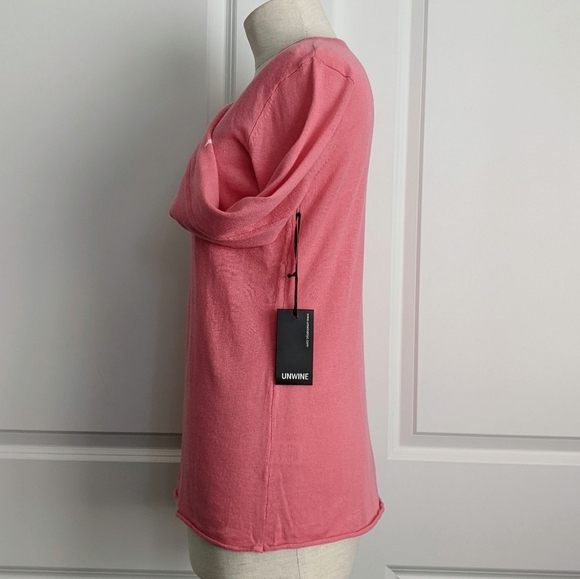 Unwine Sweater Linen Cotton Knit Lightweight Woven Star Salmon White S NWT - Picture 11 of 15